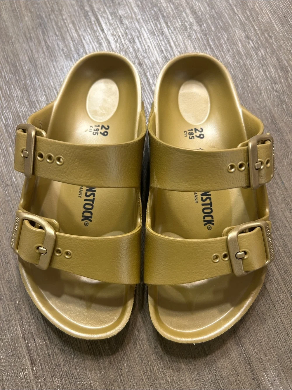 Birkenstock Kids Arizona EVA Sandals in Gold, Sz. 11, New no Tag.